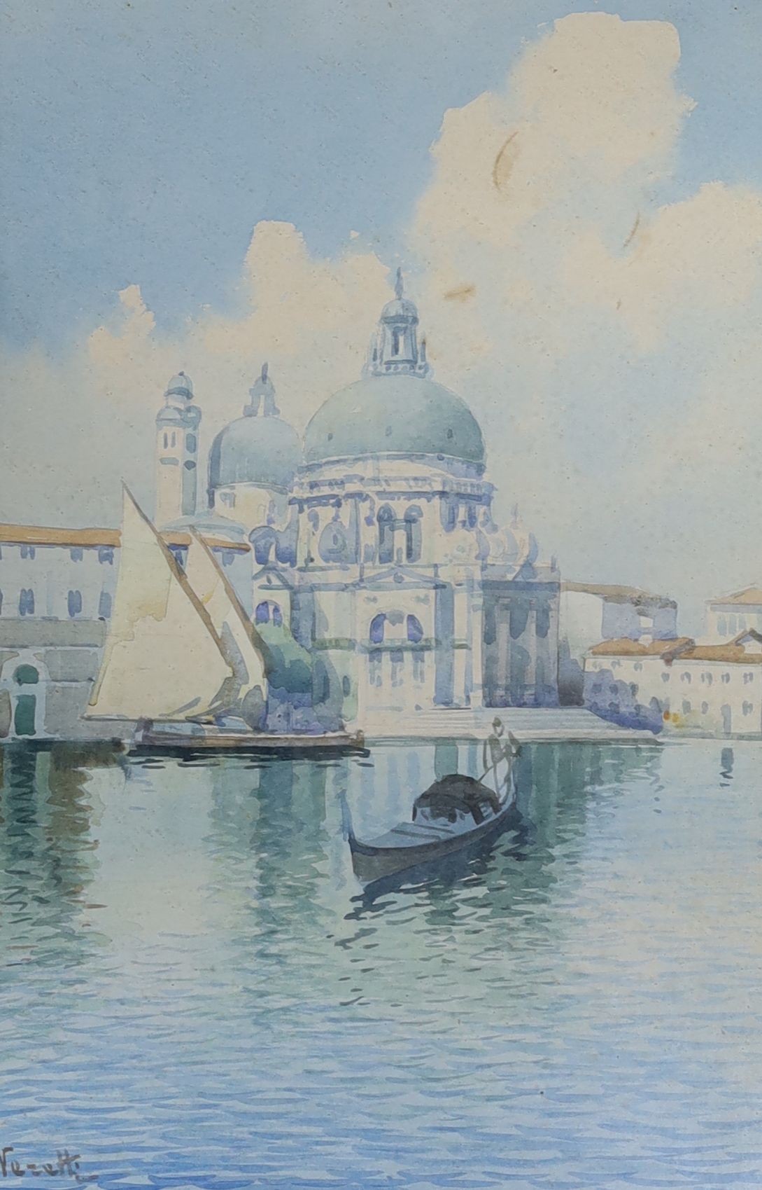 Nezetti, pair of watercolours, Views of Venice, signed, 38 x 25cm